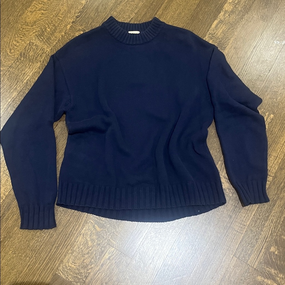 DONNI. Navy Blue Cotton Cashmere Sweater - Picture 4 of 7